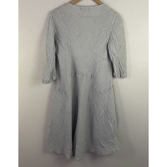 Risona By Tomo Womens Size 1 Gray Gauze Linen Lagenlook Seamed Elbow Sleeve - Picture 4 of 4